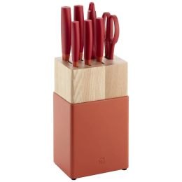 ZWILLING Now S Messerblockset 8-tlg, Rot Eisgehärtete FRIODUR Klingen Spezialstahl