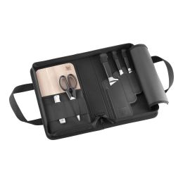 ZWILLING **** VIER STERNE Messer Reiseset, 7-tlg Schwarz Buchenholzbrett