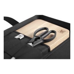 ZWILLING **** VIER STERNE Messer Reiseset, 7-tlg Schwarz Buchenholzbrett