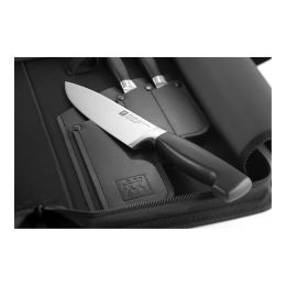 ZWILLING **** VIER STERNE Messer Reiseset, 7-tlg Schwarz Buchenholzbrett