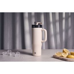 ZWILLING Thermo plus Isolierbecher Thermobecher mit Strohhalm, 900 ml Edelstahl Chocolate