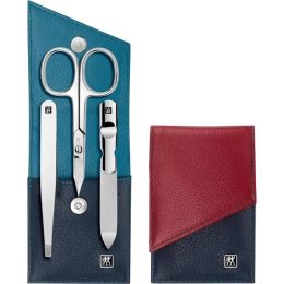 Zwilling CLASSIC INOX hochwertige Etui aus 3-farbigem Leder, 3 tlg.mit Nagelschere, Multicolor