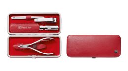 Zwilling Rahmen-Etui, 4tlg. Classic Manicure Etui Rot Maniküreset Nagelpflege Inox