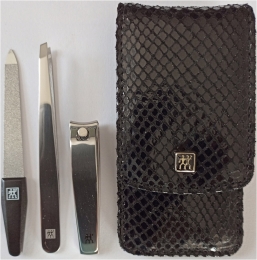 Zwilling CLASSIC INOX hochwertige Schwarz Etui genarbt 3 tlg. Polierter Edelstahl
