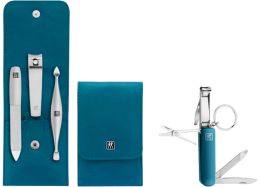 Zwillling Twinox Manicure Etui 4tlg.Taschenetui + Multitool/Taschenmesser petrol